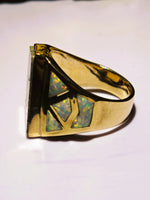 14K Gold Quartz & Opal Signet Ring