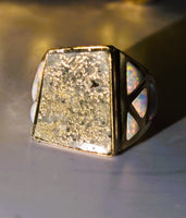 14K Gold Quartz & Opal Signet Ring
