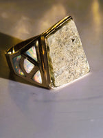14K Gold Quartz & Opal Signet Ring