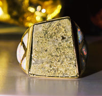 14K Gold Quartz & Opal Signet Ring