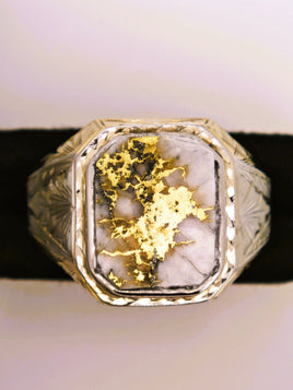 10K Two-Tone Yellow & White Gold, 16to1 mine Gold in Quartz Ring