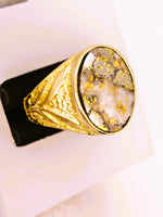 10K Alaskan Gold in Quartz Signet Ring