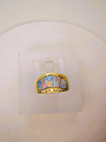 14K Kabana Style Australian Opal Diamond Tiara Crown Ring