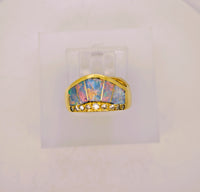 14K Kabana Style Australian Opal Diamond Tiara Crown Ring