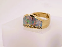 14K Kabana Style Australian Opal Diamond Tiara Crown Ring