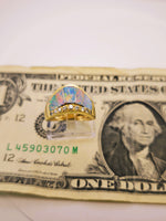 14K Kabana Style Australian Opal Diamond Tiara Crown Ring