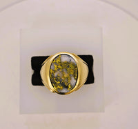22K Gold in Quartz Signet Ring - 16to1 Mine - GEM