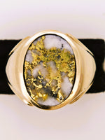22K Gold in Quartz Signet Ring - 16to1 Mine - GEM