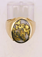 22K Gold in Quartz Signet Ring - 16to1 Mine - GEM