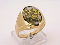 22K Gold in Quartz Signet Ring - 16to1 Mine - GEM