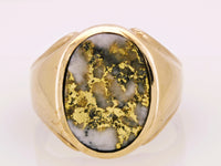 22K Gold in Quartz Signet Ring - 16to1 Mine - GEM