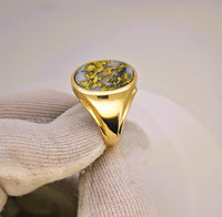 22K Gold in Quartz Signet Ring - 16to1 Mine - GEM