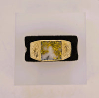 Vintage 10K Floral Gold Quartz Signet Ring