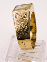 Vintage 10K Floral Gold Quartz Signet Ring