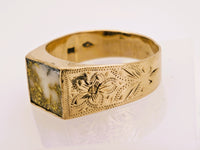 Vintage 10K Floral Gold Quartz Signet Ring