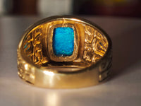 10K Natural Australian Black Opal Signet Ring