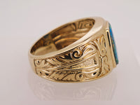 10K Natural Australian Black Opal Signet Ring