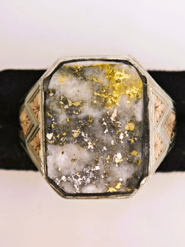 Antique 14K Two-Tone Gold Colorado Gold Quartz Ring