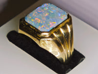 Vintage 10K Australian Boulder Opal Ring
