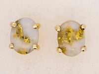 14K Oval Gold Quartz Earrings 16:1 Mine