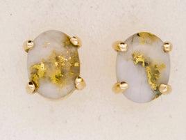 14K Oval Gold Quartz Earrings 16:1 Mine