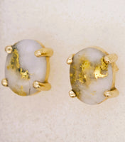 14K Oval Gold Quartz Earrings 16:1 Mine