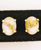 14K Oval Gold Quartz Earrings 16:1 Mine