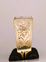 10K Gold Quartz Signet Ring Floral Motif