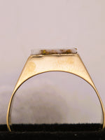 10K Gold Quartz Signet Ring Floral Motif