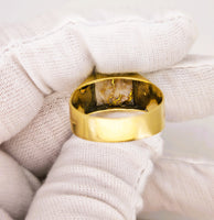 10K Gold Quartz Signet Ring Floral Motif