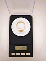 10K Gold Quartz Signet Ring Floral Motif