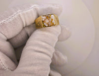 10K Gold Quartz Signet Ring Floral Motif