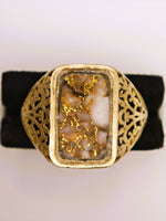 14K Alaskan Gold Quartz Signet Ring - Vintage Italy
