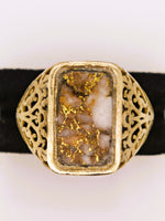 14K Alaskan Gold Quartz Signet Ring - Vintage Italy