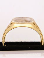 14K Alaskan Gold Quartz Signet Ring - Vintage Italy