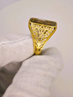 14K Alaskan Gold Quartz Signet Ring - Vintage Italy