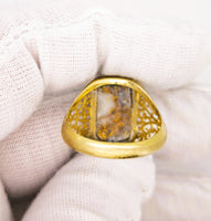 14K Alaskan Gold Quartz Signet Ring - Vintage Italy