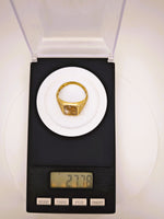 14K Alaskan Gold Quartz Signet Ring - Vintage Italy