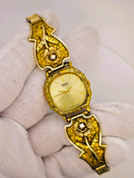 22K RARE Vintage 1980’s Seiko Quartz Gold Nugget Diamond Watch