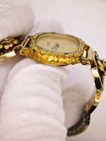 22K RARE Vintage 1980’s Seiko Quartz Gold Nugget Diamond Watch