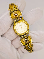 22K RARE Vintage 1980’s Seiko Quartz Gold Nugget Diamond Watch