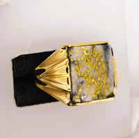 10K 16:1 Gold in Quartz Signet Ring