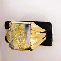 10K 16:1 Gold in Quartz Signet Ring