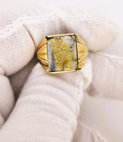 10K 16:1 Gold in Quartz Signet Ring