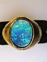14K Natural Australian Boulder Opal Ring