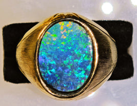 14K Natural Australian Boulder Opal Ring