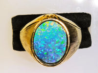 14K Natural Australian Boulder Opal Ring