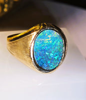 14K Natural Australian Boulder Opal Ring