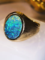 14K Natural Australian Boulder Opal Ring