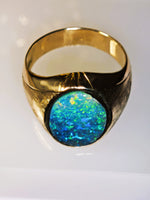 14K Natural Australian Boulder Opal Ring